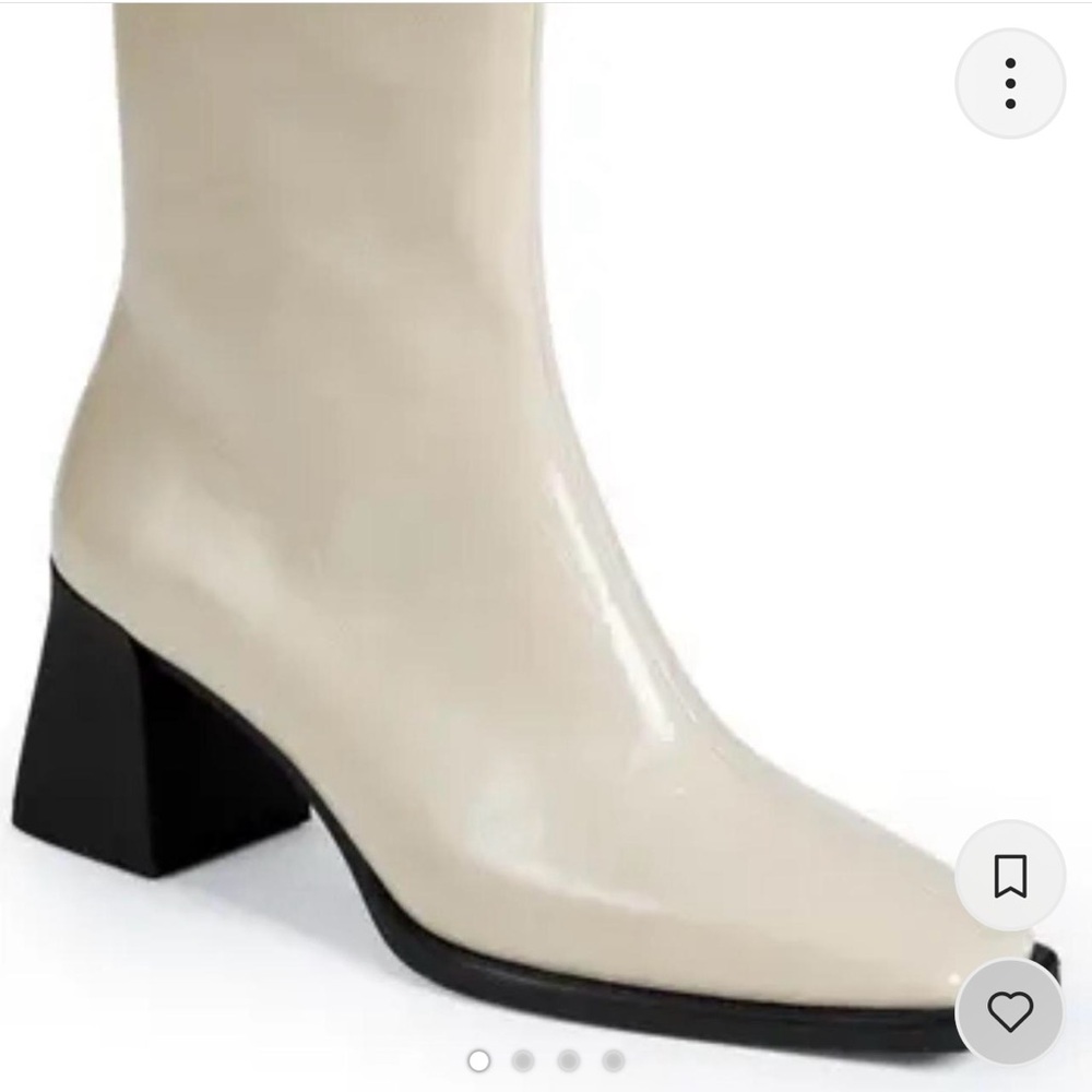 Vagabond Cream and Black Patent Ankle Boots